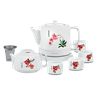Porcelain kettle set including teapot and cups SWK 9040WH